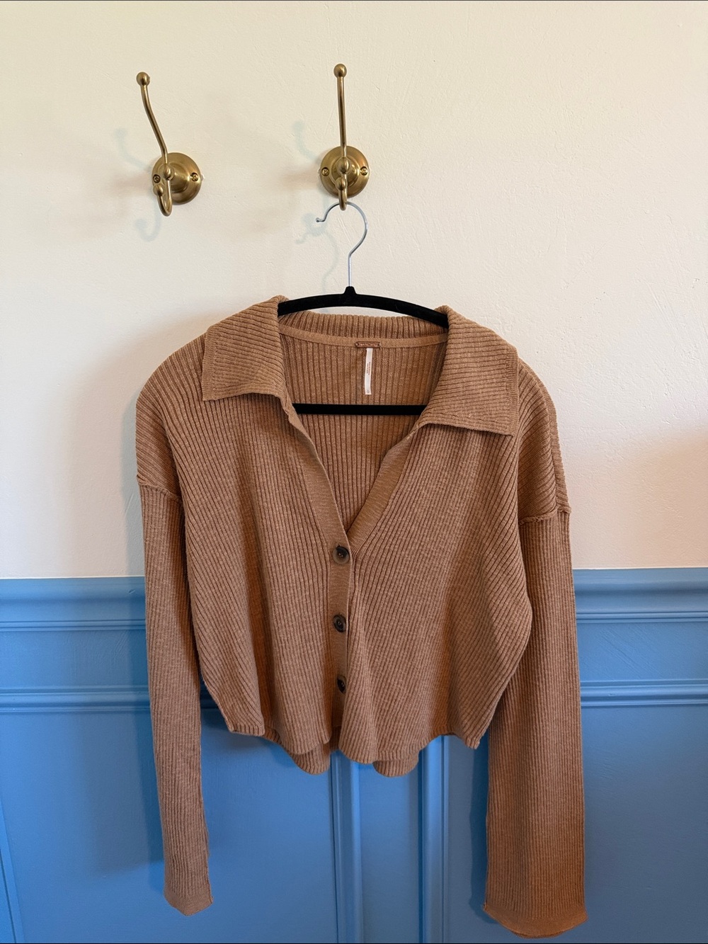 Free People Ribbed Button-Front Sweater Cardigan